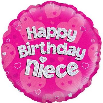 Oaktree 18inch Happy Birthday Niece Pink Holographic - Foil Balloons